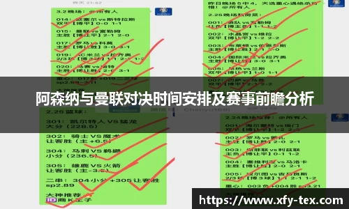 阿森纳与曼联对决时间安排及赛事前瞻分析